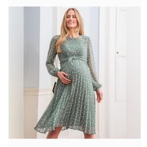 Seraphine Luxe Adelaide Chiffon Sage Green Polka Dot Nursing Maternity Size 16